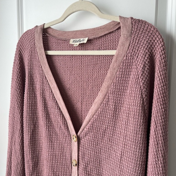 waffle knit button up top - Picture 2 of 6